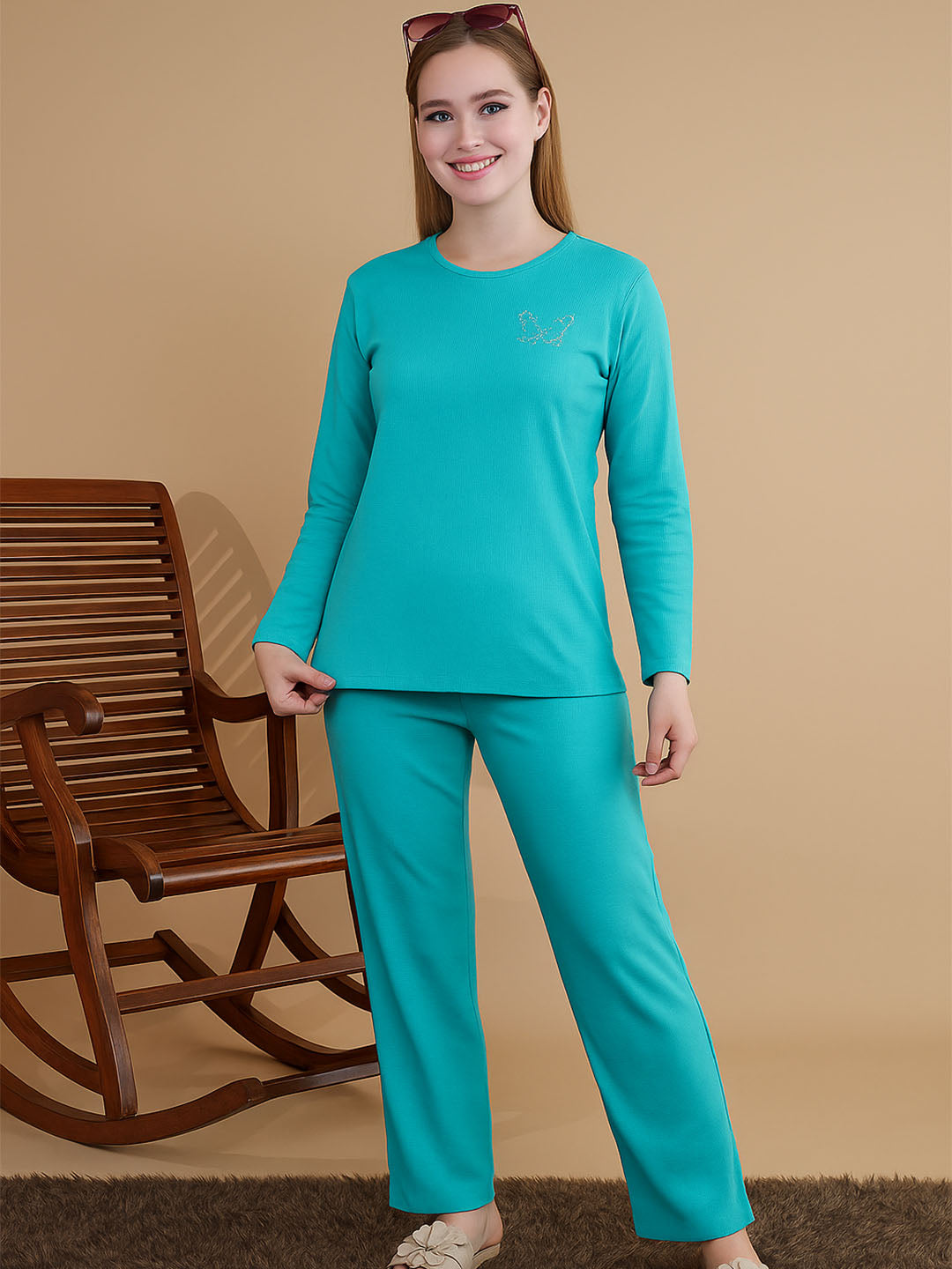 Poly Jacquard Butterfly Lounge Set