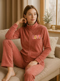 Velour Zip-Up High Neck Track Suit