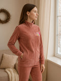 Velour Zip-Up High Neck Track Suit