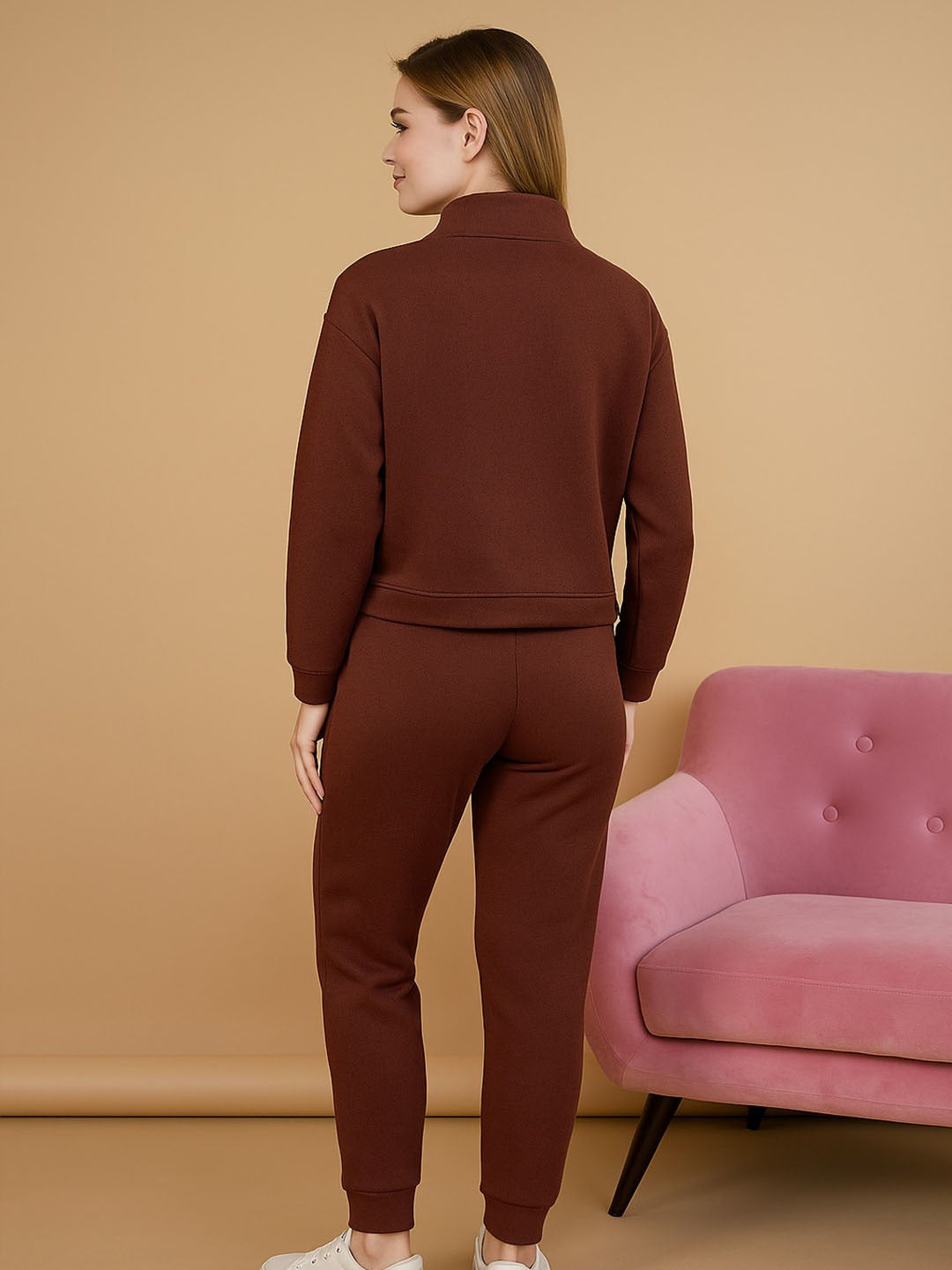 Half Zip-up Collar Top & Jogger Set