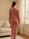 Velour Zip-Up High Neck Track Suit