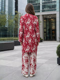 Crimson Floral Lounge Set