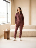 Half Zip-up Collar Top & Jogger Set