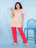 Women's Printed Long Kurti With Pant