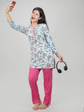 Long Floral Printed Kurti With Pant