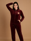 Velour Zip-Up High Neck Track Suit