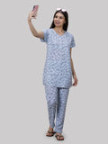 Leaf & Floral Print night suit with pyjama set