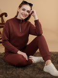 Half Zip-up Collar Top & Jogger Set