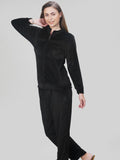 Black Velvet Zip-Up Tracksuit