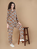 Brown Checkered Night Suit
