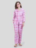 CLASSY CHECK FRONT OPEN PYJAMA SET