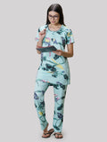 Bird Print Button Up Long Pyjama Set