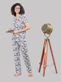 Overall Heart Print Front Open Pyjama Set