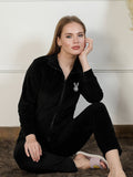 Velour Zip-Up High Neck Track Suit