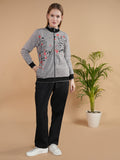 Women Flower Print Fleece Track Suit