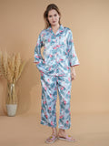 Satin Leaf Print Night Suit