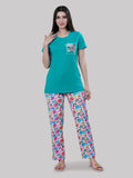 Printed Long Top with Pajama Set