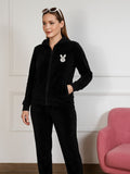 Velour Zip-Up High Neck Track Suit