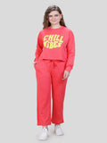 Chill Vibes Hosiery Co-ord Set - Tomato | Round Neck | Long Sleeves | Co-Ord for Women