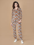 Brown Checkered Night Suit