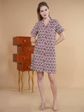 Conversational Printed Cotton Shirt Nightdress