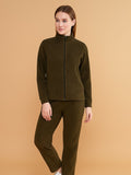 Olive Zip-Front Tracksuit Set