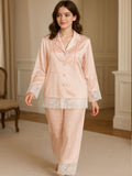 Satin Lace Trim Pyjama Set