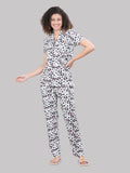 Overall Heart Print Front Open Pyjama Set