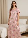 Satin Floral Printed Nightdress