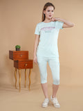 Women's Cotton Printed Top & Basic Capri Set