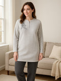 Embroidered Fleece Zip-Tunic Loungewear Set