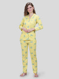 Elephant Print Front Open Collar Pajama Set