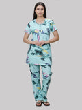 Bird Print Button Up Long Pyjama Set