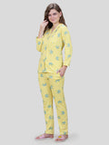 Elephant Print Front Open Collar Pajama Set