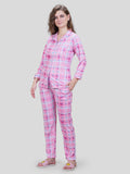 CLASSY CHECK FRONT OPEN PYJAMA SET