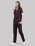 Rose Print Button Down Loungewear Set