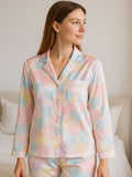 Pastel Heart Print Satin Pyjama Set