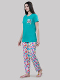 Printed Long Top with Pajama Set