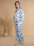 Satin Leaf Print Night Suit