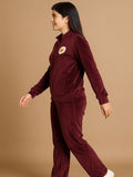 Velour Zip-Up High Neck Track Suit