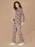 Brown Checkered Night Suit