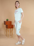 Women's Cotton Printed Top & Basic Capri Set