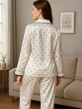 Polka Dot Bow Satin Pyjama Set