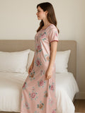 Satin Floral Printed Nightdress