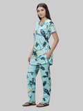 Bird Print Button Up Long Pyjama Set