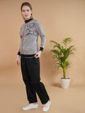 Women Flower Print Fleece Track Suit