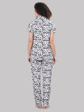 Overall Heart Print Front Open Pyjama Set