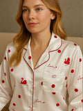 Satin Swan Print Pyjama Set