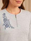 Embroidered Fleece Zip-Tunic Loungewear Set