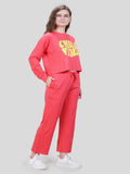 Chill Vibes Hosiery Co-ord Set - Tomato | Round Neck | Long Sleeves | Co-Ord for Women